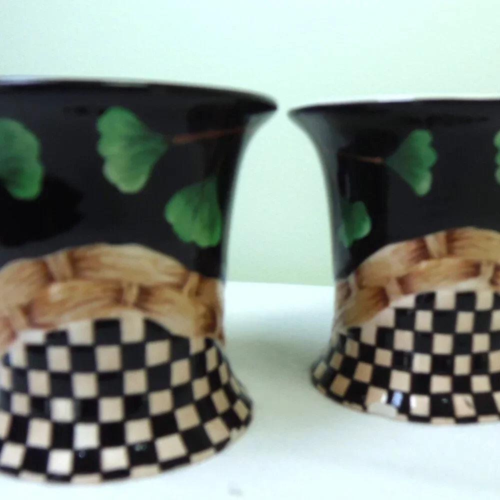Peggy Fairfax Herrick /House of Hatten Ginko Leaves 6‎ oz Coffee Mugs Set of 2
